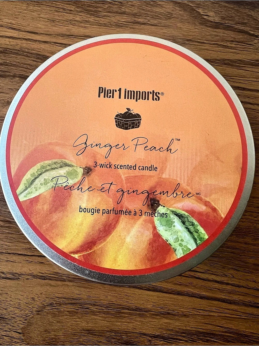 Pier 1 Imports Ginger Peach 3-Wick Scented Candle, Orange & White